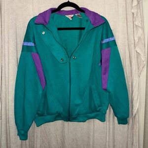 Vintage teal and purple bomber jacket